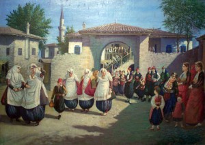 Dasma Shkodrane nje nga pikturat me te njohura te Kol Idromenos. Ne kete pikture deshmohen tradita e dasmes, veshjet, rituali_Publikoi Albert Vataj